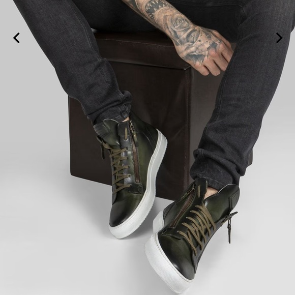 UNTAMED STREET SOHO Mens Forest Green Patina High Sneakers Sz 10 (43)